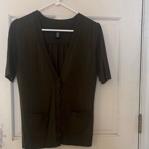 Apostrophe Dark Olive Button Down Cardigan